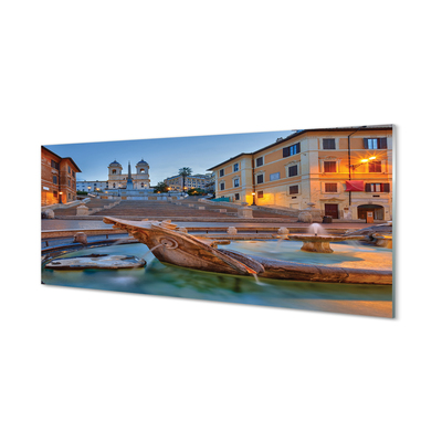 Konyhai üveg panel Róma Sunset szökőkút épületek