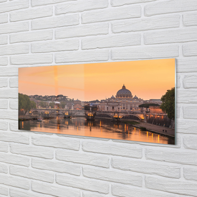 Konyhai üveg panel Róma Sunset folyami hidak épületek
