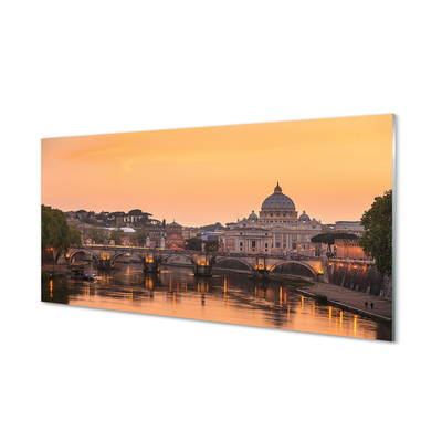Konyhai üveg panel Róma Sunset folyami hidak épületek
