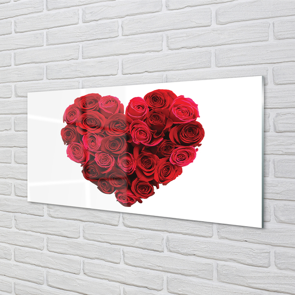 Konyhai üveg panel Heart of rózsa