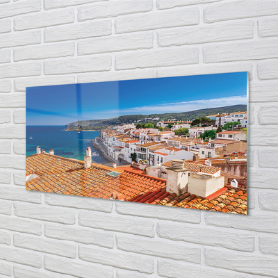 Konyhai üveg panel Spanyolország Város hegyek tenger
