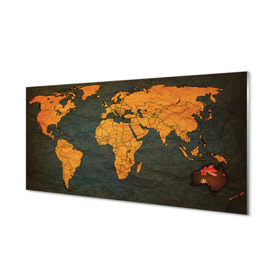 Konyhai üveg panel arany térkép