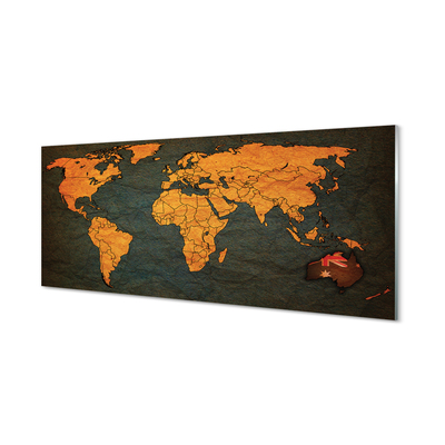 Konyhai üveg panel arany térkép