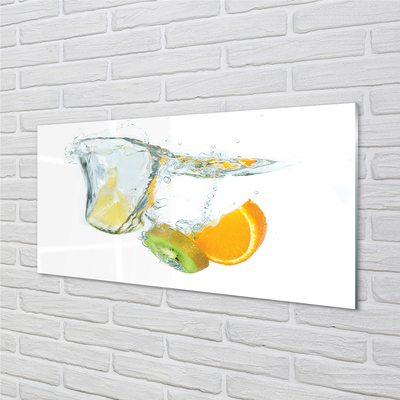 Konyhai üveg panel Víz kiwi narancs