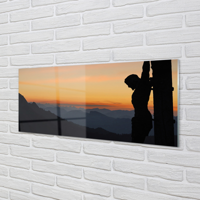 Konyhai üveg panel Krisztusra naplemente