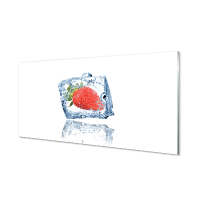 Konyhai üveg panel Strawberry jégkocka