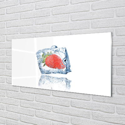 Konyhai üveg panel Strawberry jégkocka