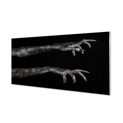 Konyhai üveg panel Fekete háttér piszkos kezek