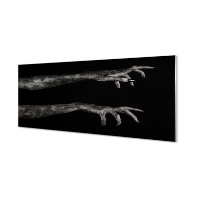 Konyhai üveg panel Fekete háttér piszkos kezek