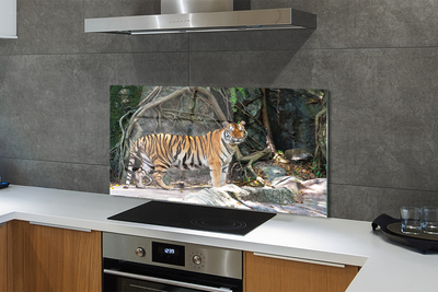 Konyhai üveg panel tigris dzsungel