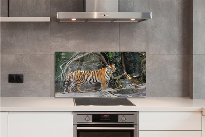 Konyhai üveg panel tigris dzsungel