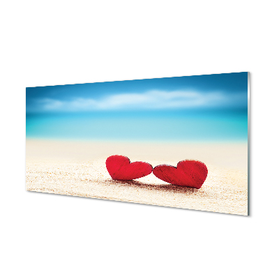 Konyhai üveg panel Szív vörös homok tenger