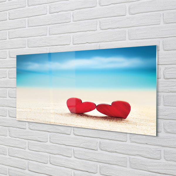Konyhai üveg panel Szív vörös homok tenger