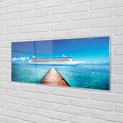 Konyhai üveg panel A hajó tengeri égbolt nyár
