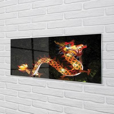 Konyhai üveg panel Japán sárkány megvilágított