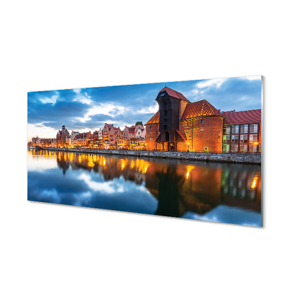 Konyhai üveg panel Gdańsk folyó épületek
