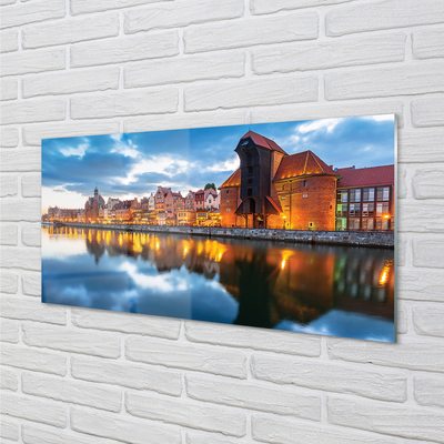 Konyhai üveg panel Gdańsk folyó épületek