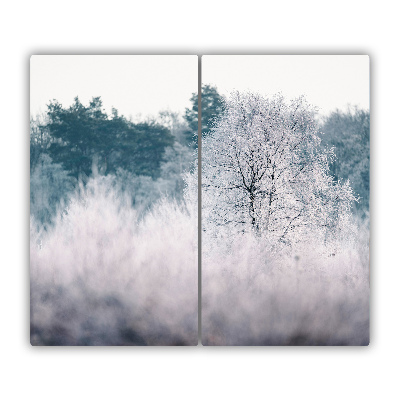 Üveg vágódeszka fák télen