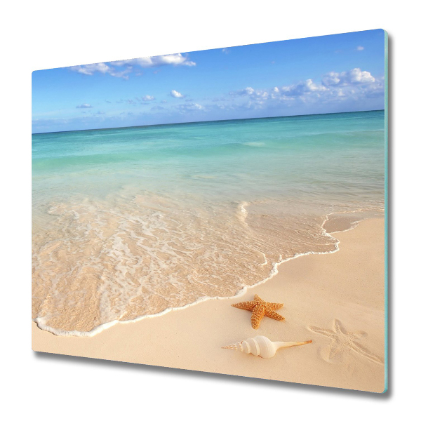 Üveg vágódeszka Starfish a strandon