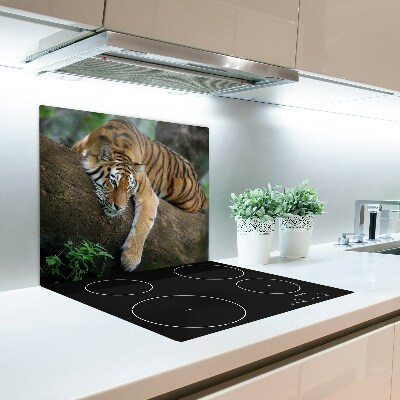 Üveg vágódeszka Tiger a fán