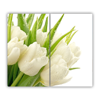 Üveg vágódeszka fehér tulipán