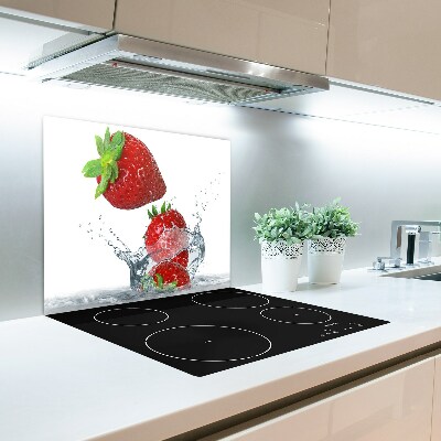 Üveg vágódeszka Eper és víz