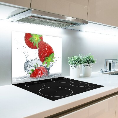 Üveg vágódeszka Eper és víz