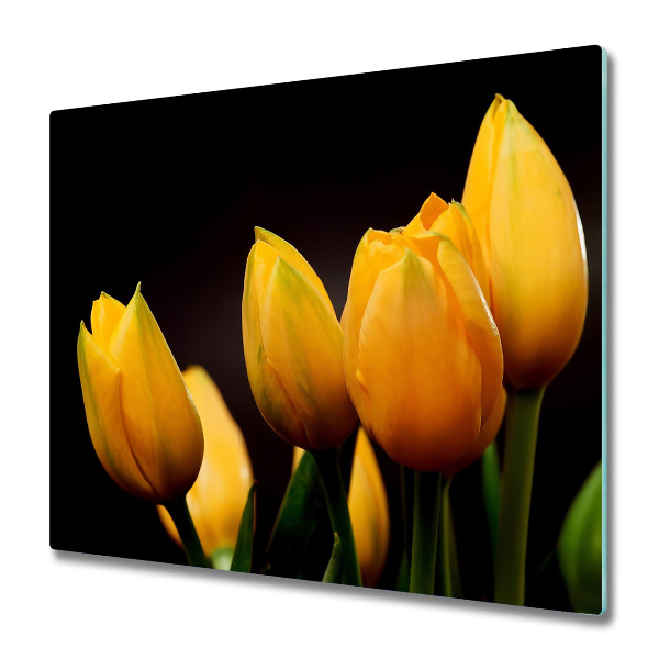 Üveg vágódeszka sárga tulipánok