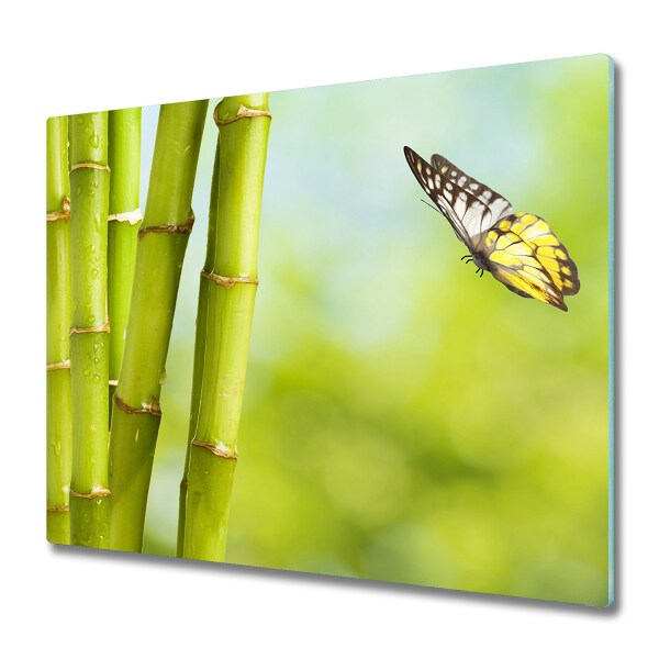 Üveg vágódeszka Bamboo és a pillangó