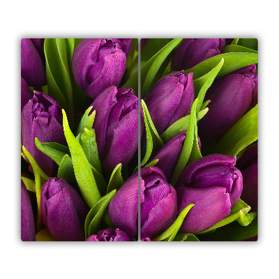 Üveg vágódeszka lila tulipánok