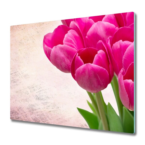 Üveg vágódeszka rózsaszín tulipánok