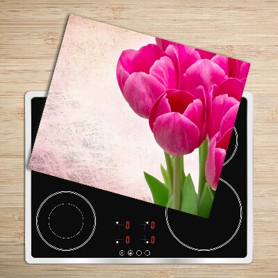 Üveg vágódeszka rózsaszín tulipánok