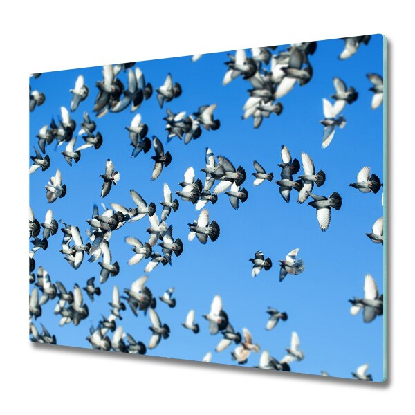 Üveg vágódeszka Flock a galambok