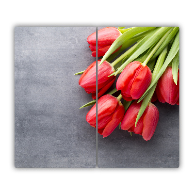 Üveg vágódeszka piros tulipánok