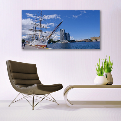 Akril üveg kép Boat Sea Town Landscape