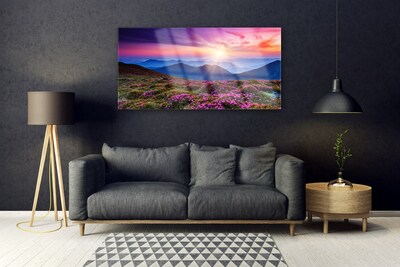 Akril üveg kép Sun Mountain Meadow Landscape