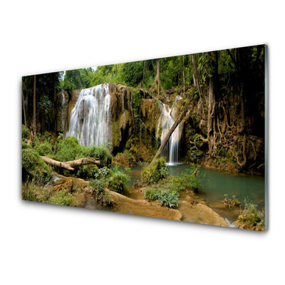 Konyhai fali panel Vízesés river forest nature