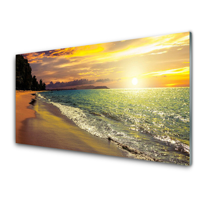 Konyhai hátfal panel Sun beach sea landscape