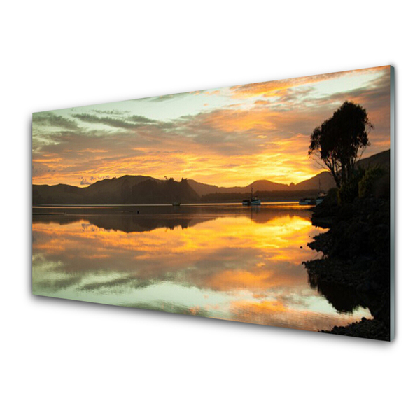 Konyhai falvédő panel Víz sky hegyi táj