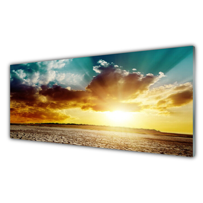 Konyhai üveg fali panel Sun desert landscape