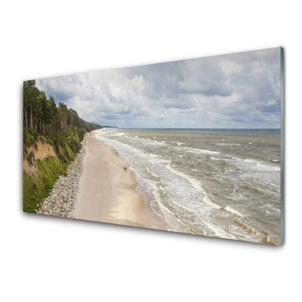 Konyhai üveg fali panel Beach sea fa nature