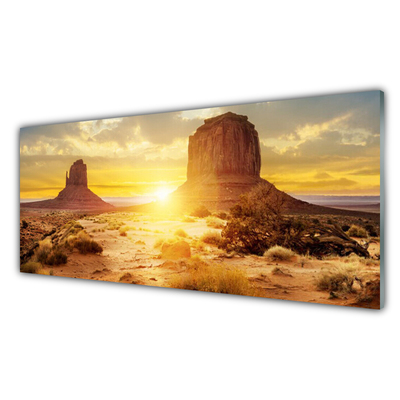 Konyhai üveg panel Desert sun landscape