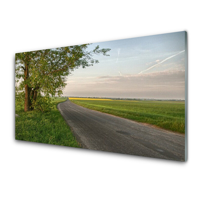 Konyhai falburkoló panel Way fa fű landscape
