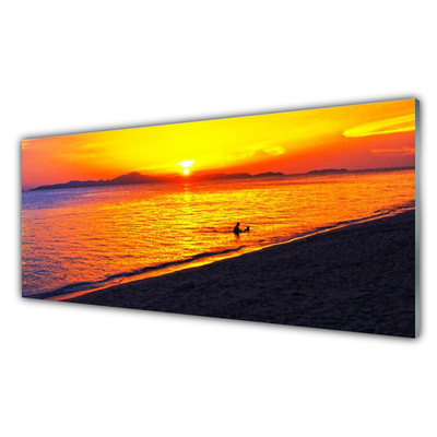 Konyhai üveg fali panel Sun sea beach landscape