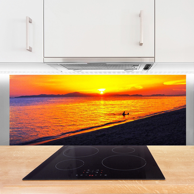 Konyhai üveg fali panel Sun sea beach landscape