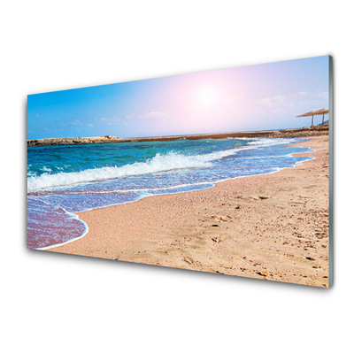 Konyhai üveg fali panel Ocean beach landscape