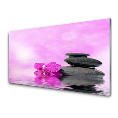 Konyhai falvédő panel Pink flower art