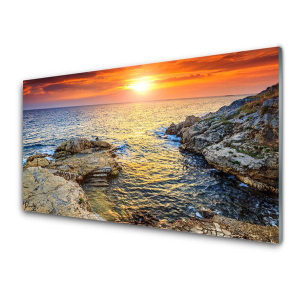 Konyhai falburkoló panel Sea sun landscape