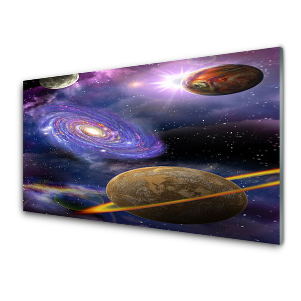 Konyhai üveg fali panel Bolygók tér universe