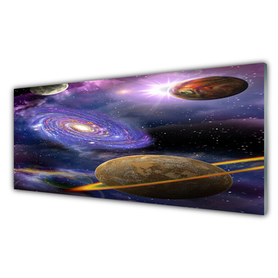 Konyhai üveg fali panel Bolygók tér universe